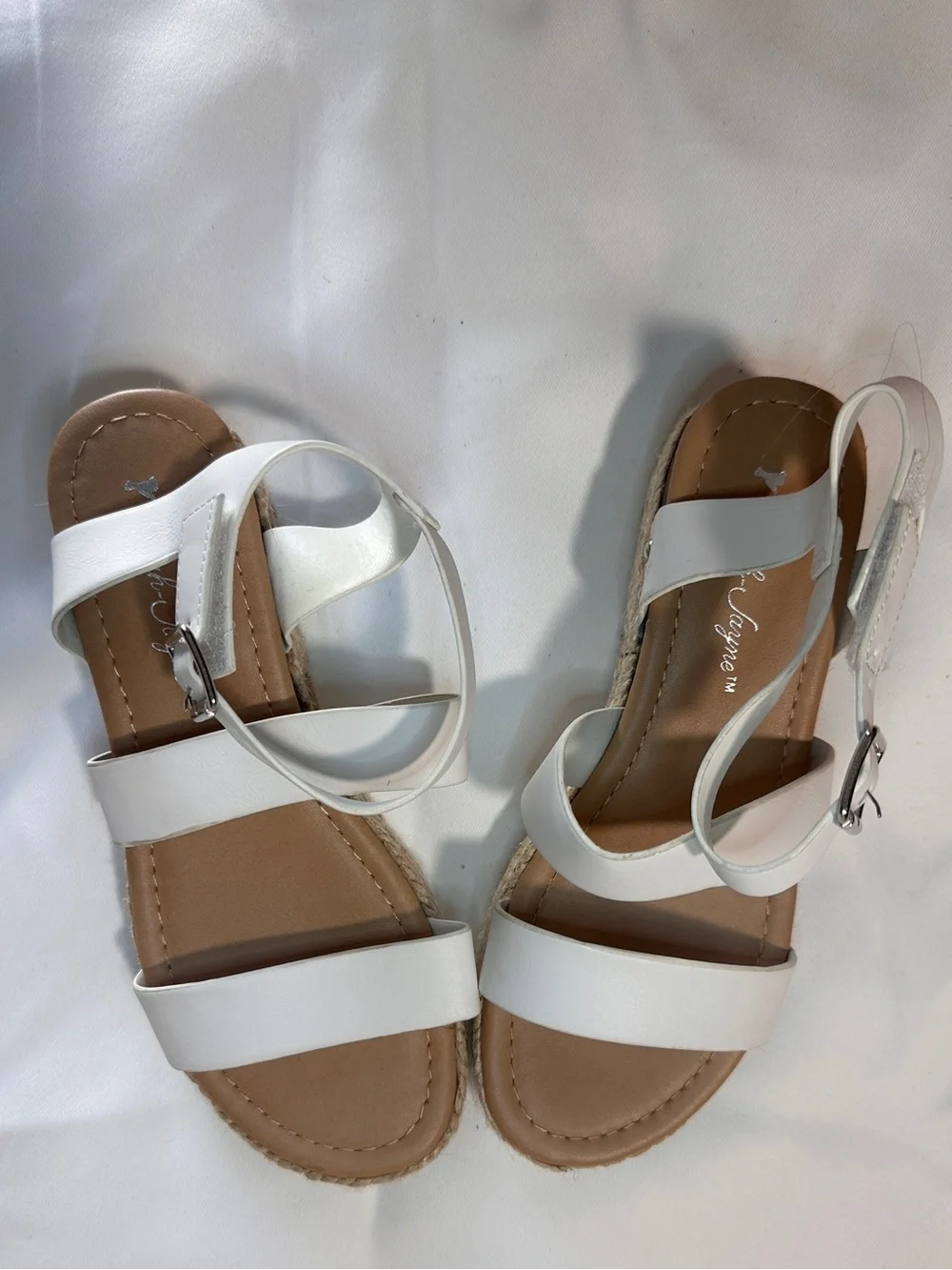 Girls White Strappy Buckle Sandals - Casual Summer Style